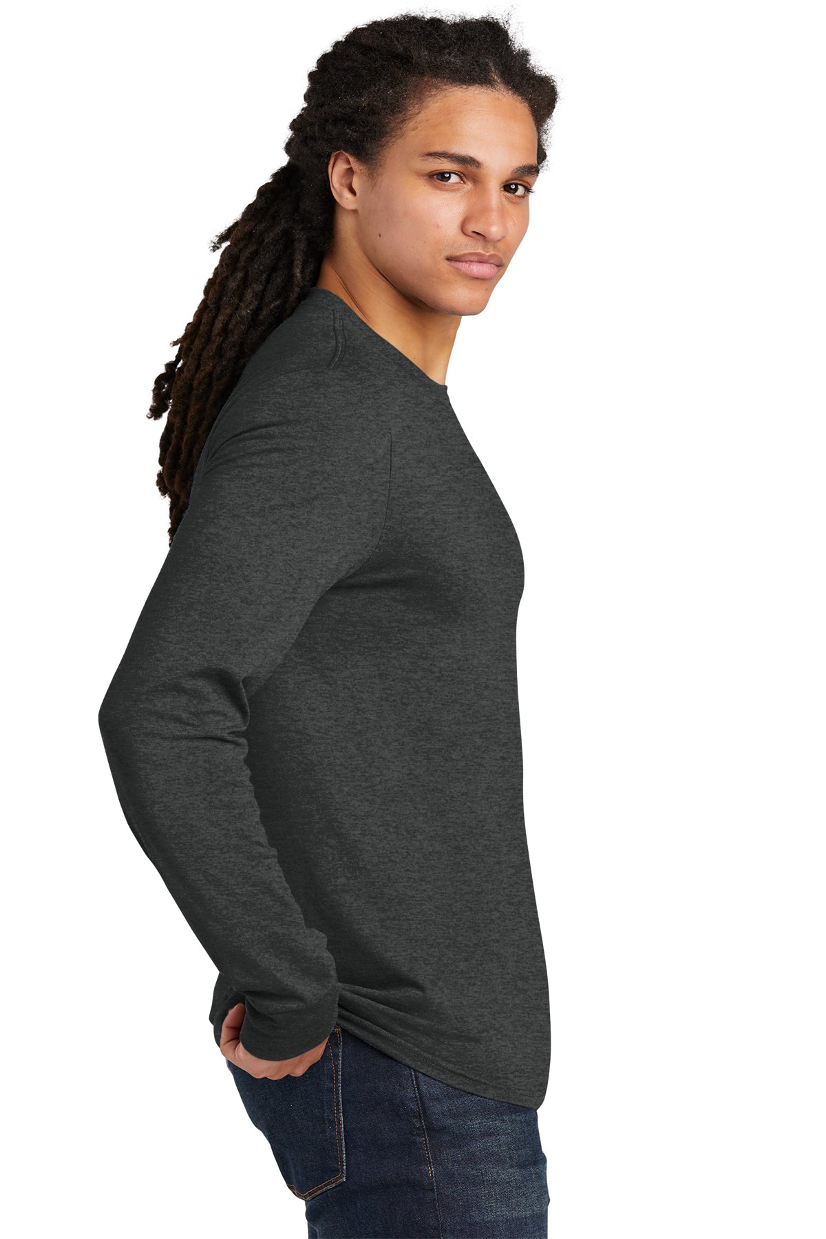 District Made Mens Perfect Tri Long Sleeve Crew Tee