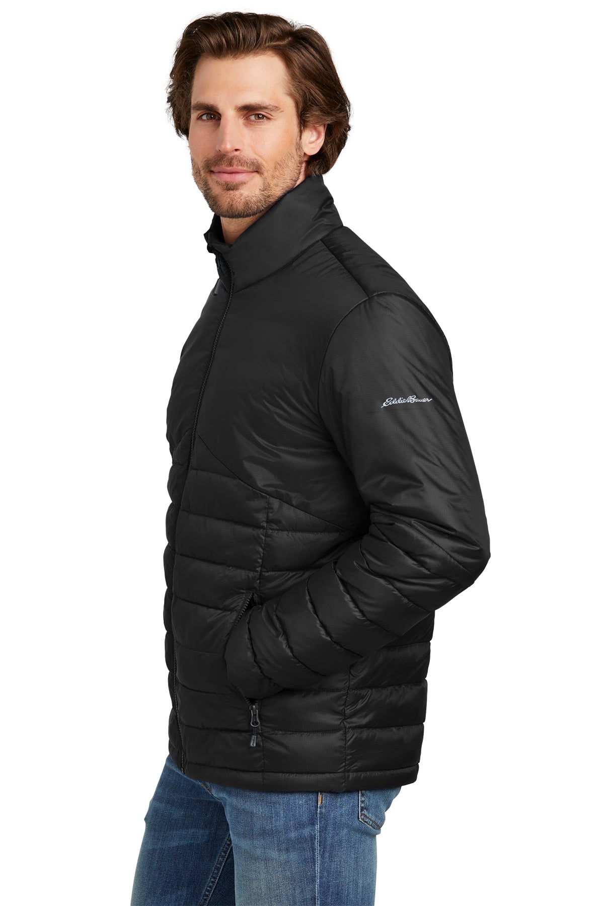 Eddie Bauer Custom Quilted Jackets, Deep Black [Century Sales and Management]