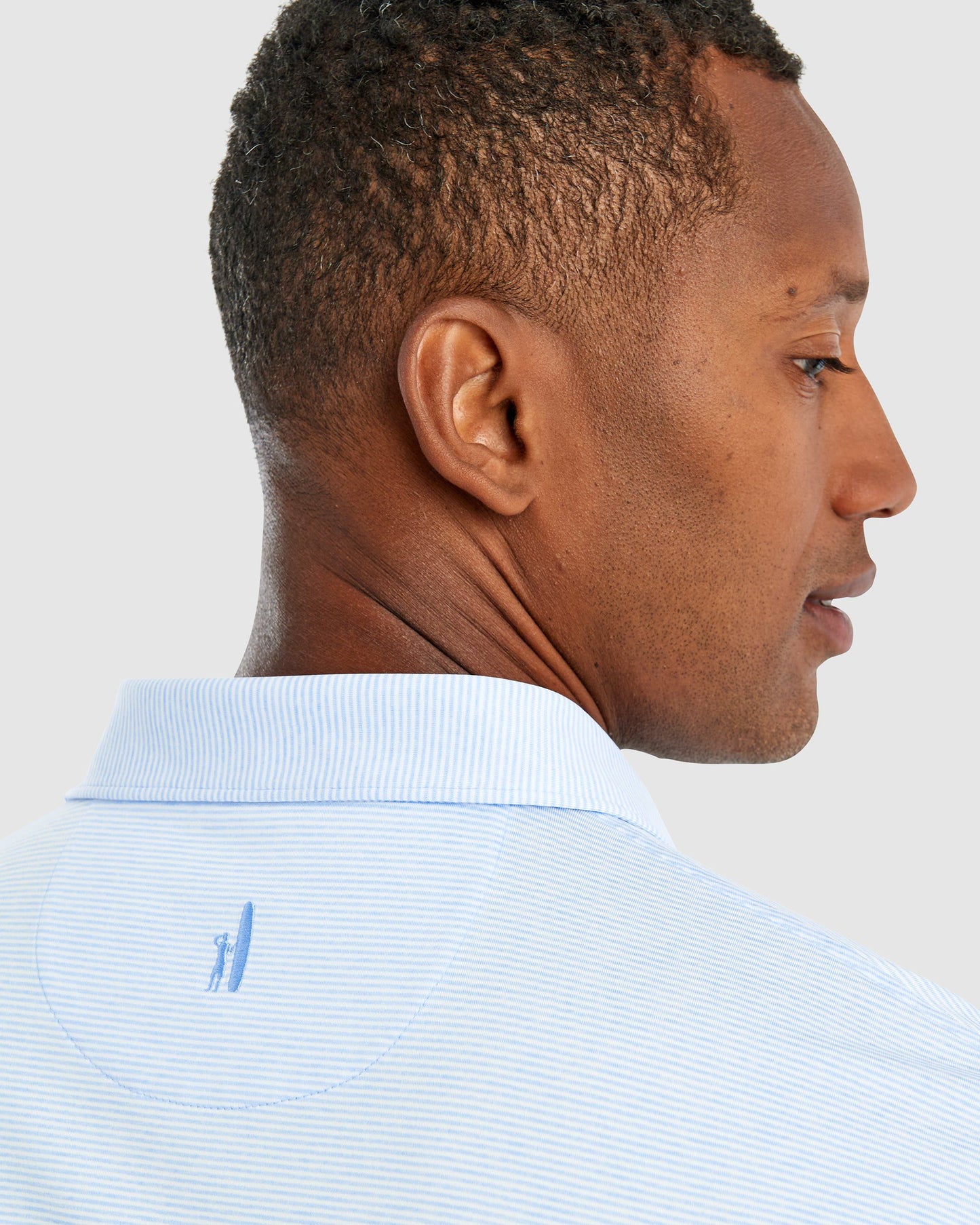 Custom Johnnie O Mens Lyndon Striped Polo JMPO2010 Gulf Blue [NARENCO]