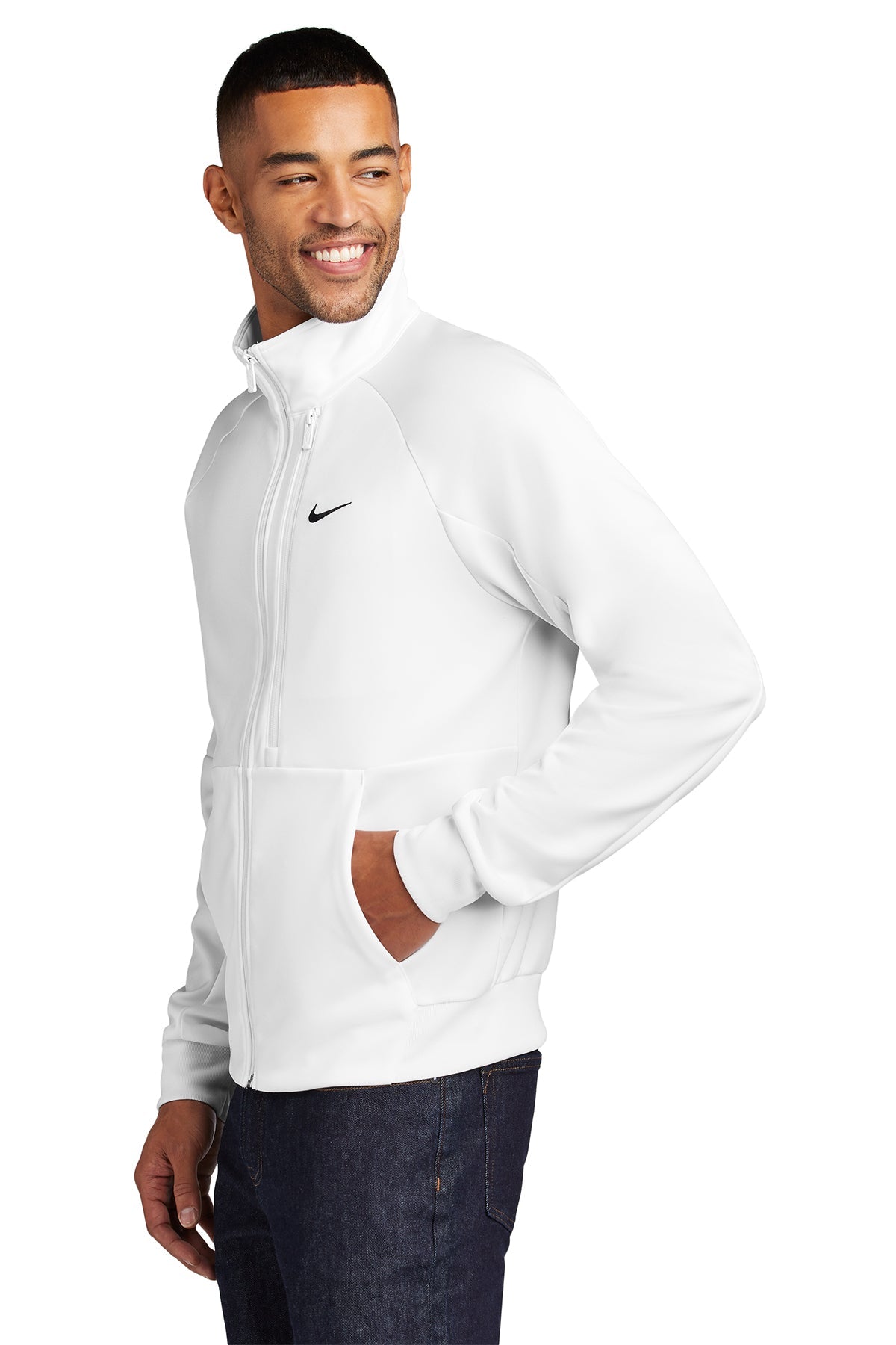 Nike Full-Zip Chest Swoosh Custom Jackets, White [Osage LLC]