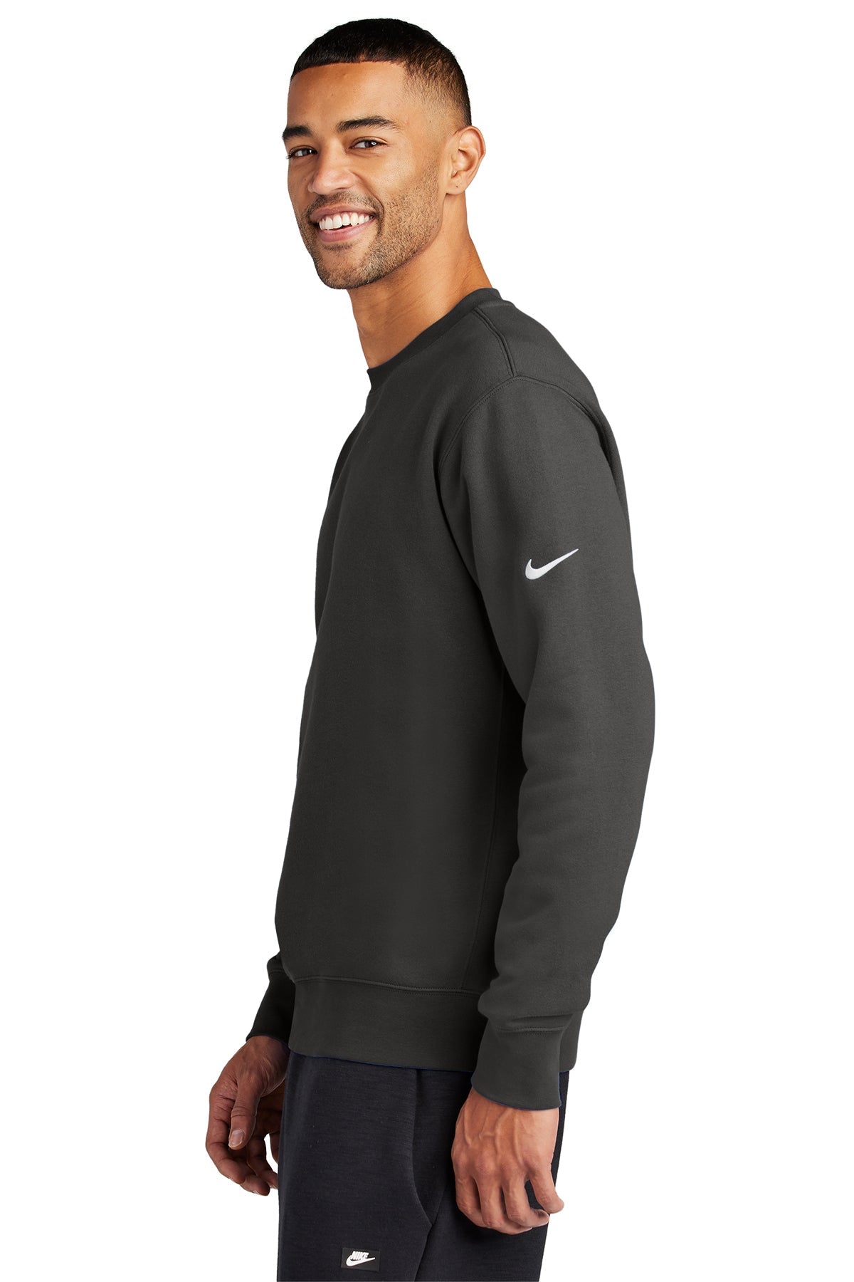 Nike Club Fleece Swoosh Custom Crews, Anthracite