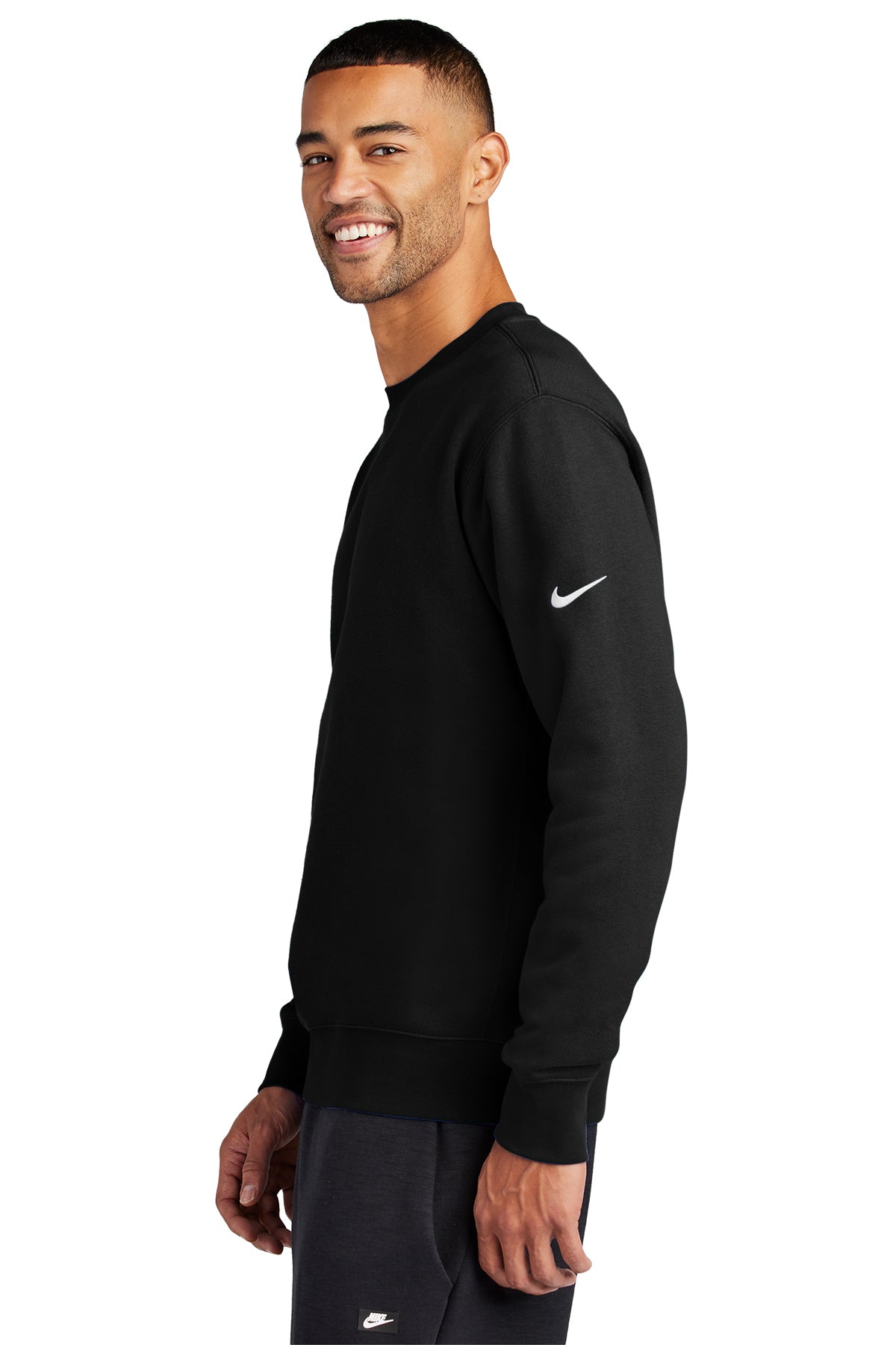 Nike Club Fleece Swoosh Custom Crews, Black [Zane Birts]