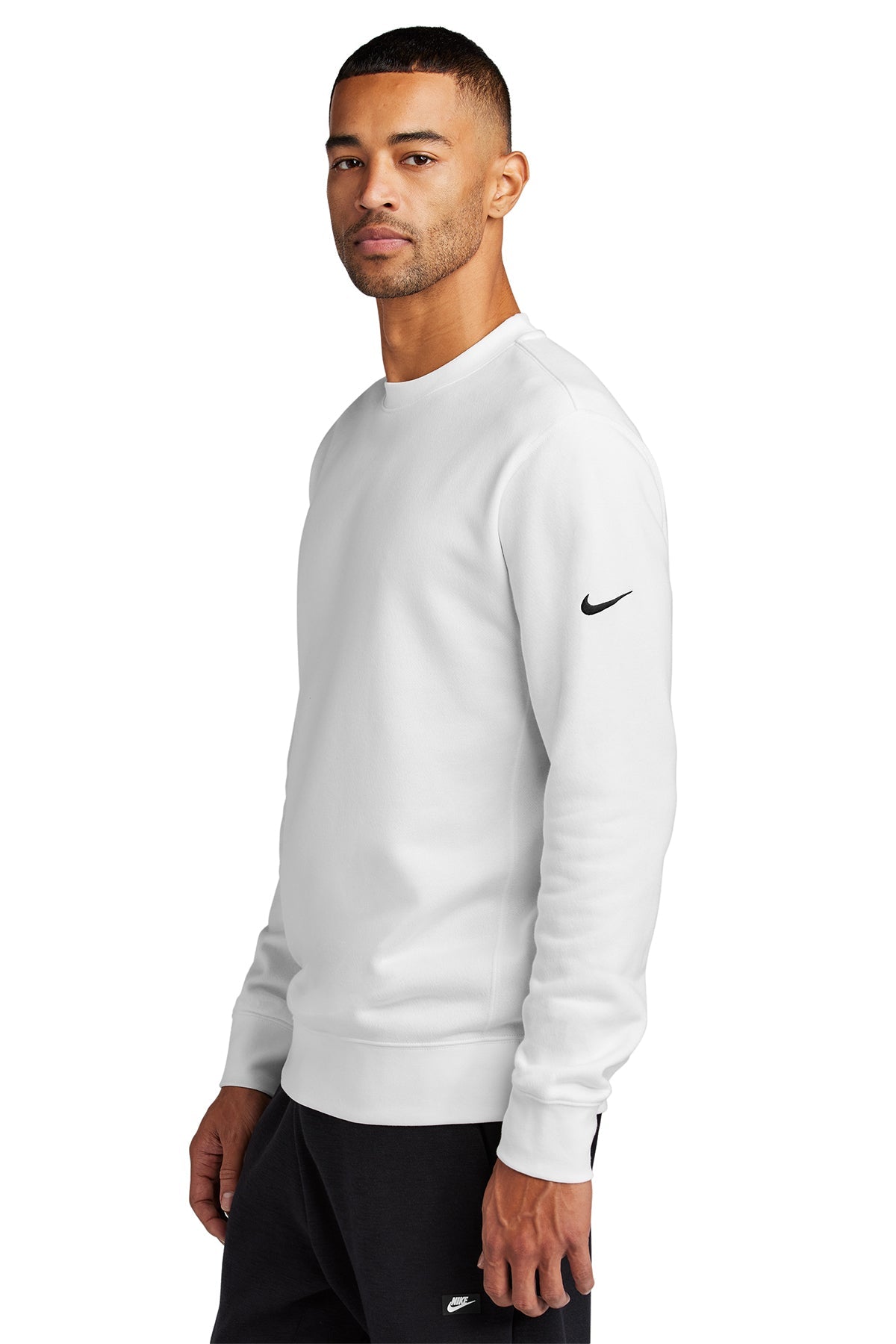 Nike Club Fleece Swoosh Custom Crews, White