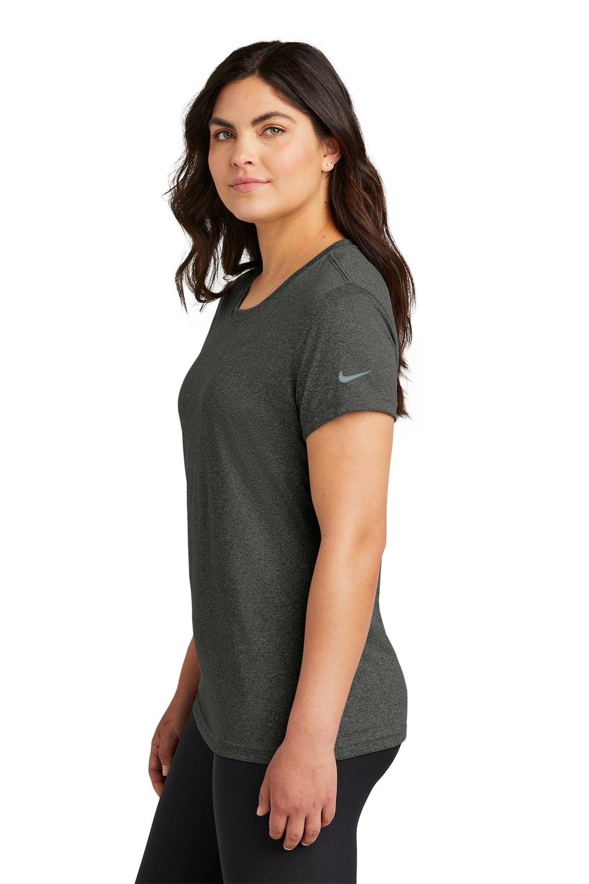 Nike Ladies Swoosh Sleeve rLegend Customized Tee's, Dark Smoke Heather