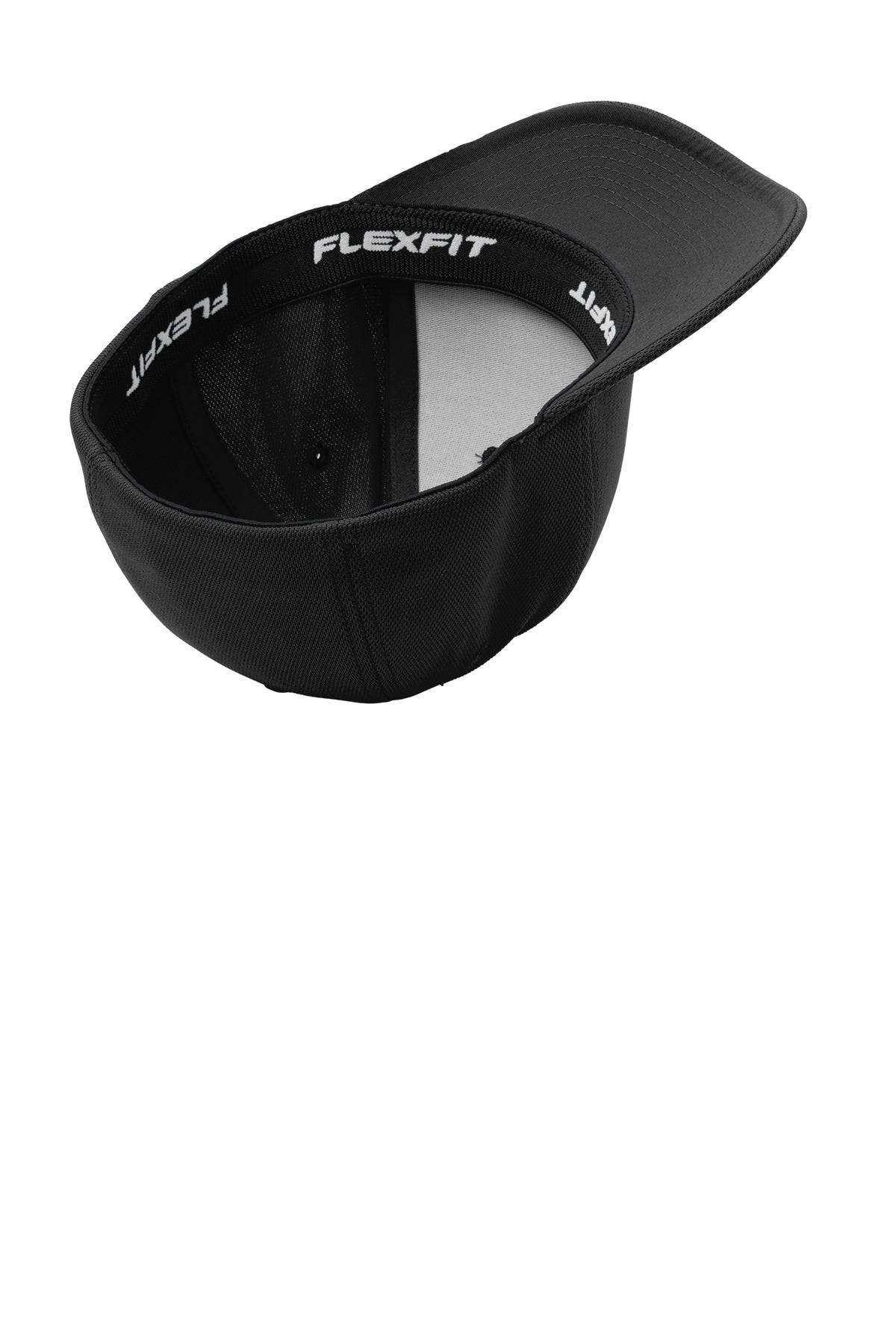 Sport-Tek Flexfit Cool & Dry Branded Poly Block Mesh Caps, Black