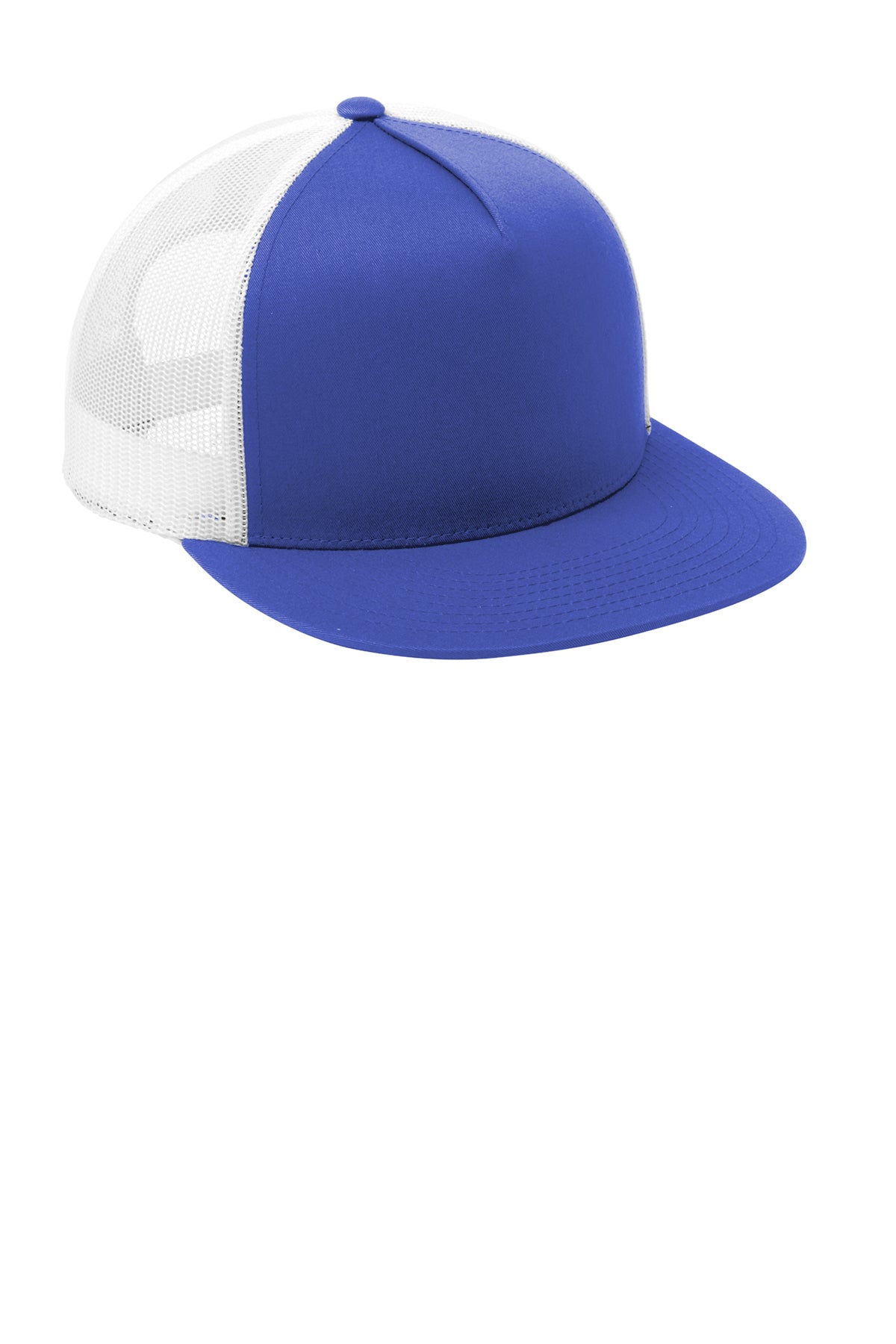 Sport-Tek Yupoong 5-Panel Classic Trucker Customized Mesh Back Caps, True Royal/ White