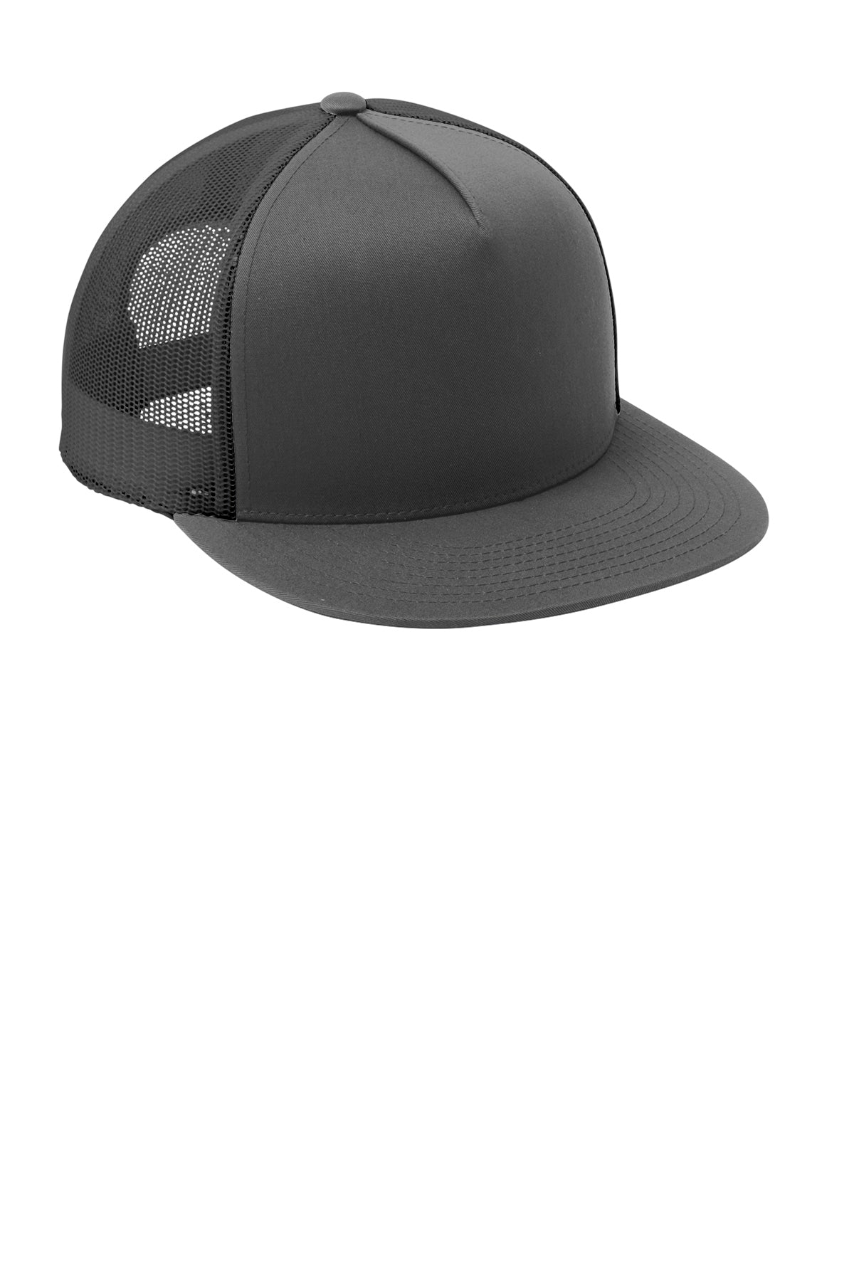 Sport-Tek Yupoong 5-Panel Classic Trucker Custom Mesh Back Caps, Graphite Grey/ Graphite Grey