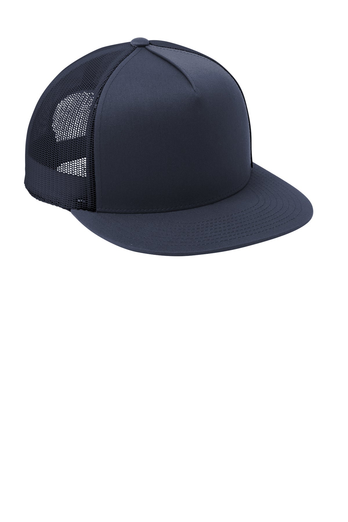 Sport-Tek Yupoong 5-Panel Classic Trucker Customized Mesh Back Caps, True Navy/ True Navy