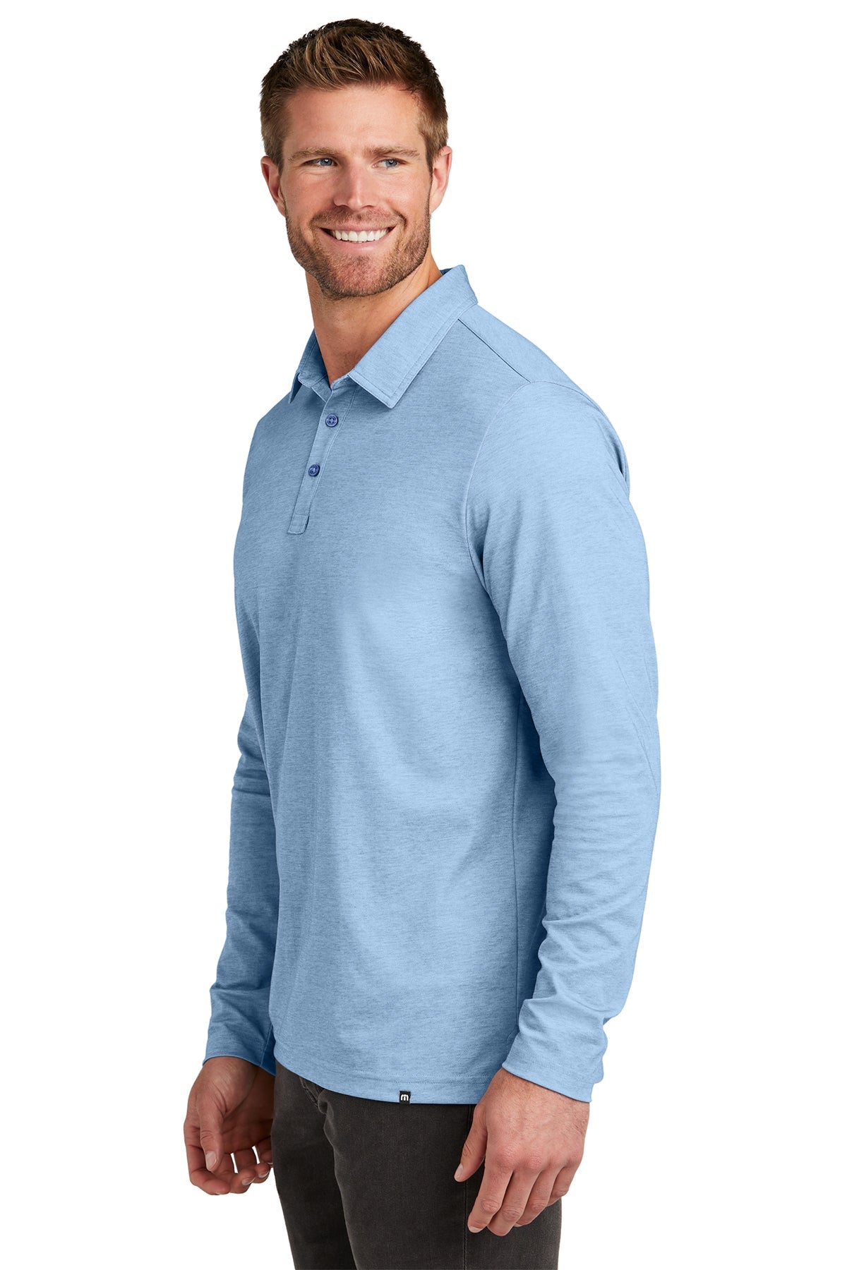 TravisMathew Oceanside Long Sleeve Custom Polos, Allure Heather