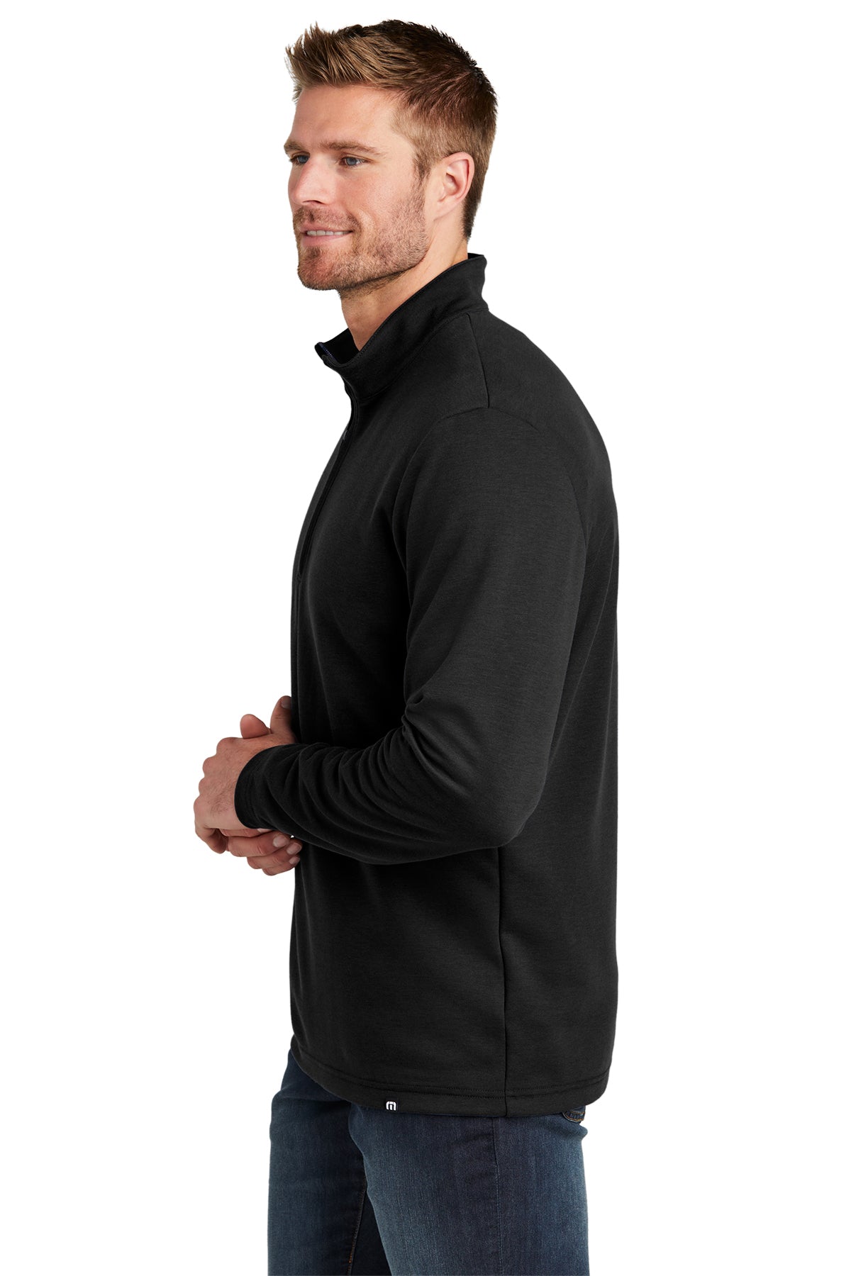 TravisMathew Coveside Branded Quarter Zips, Black