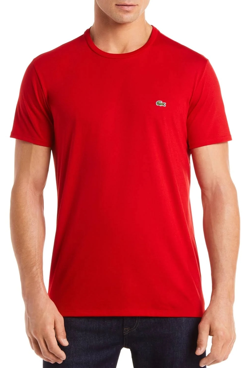 Custom Lacoste Mens Pima Cotton T Shirt TH6709 Red