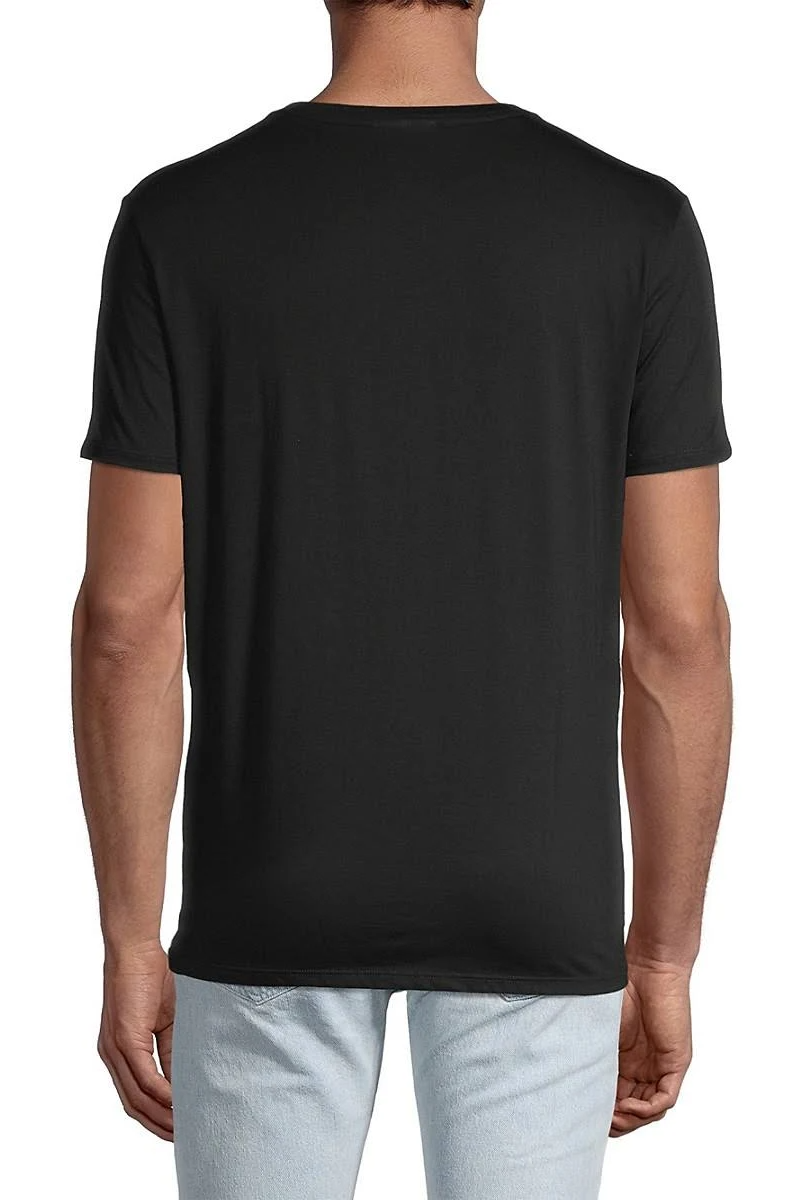 Custom Lacoste Mens V-neck Pima Cotton T Shirt TH6710 Black