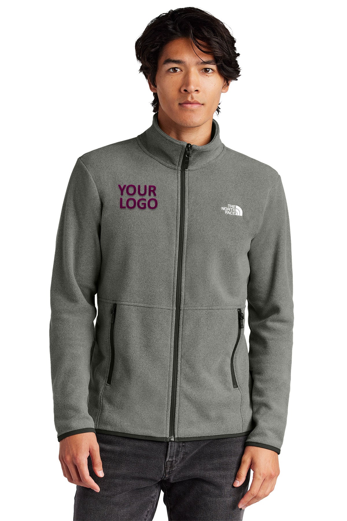 The North Face TNF Medium Grey Heather NF0A7V4J company logo jackets