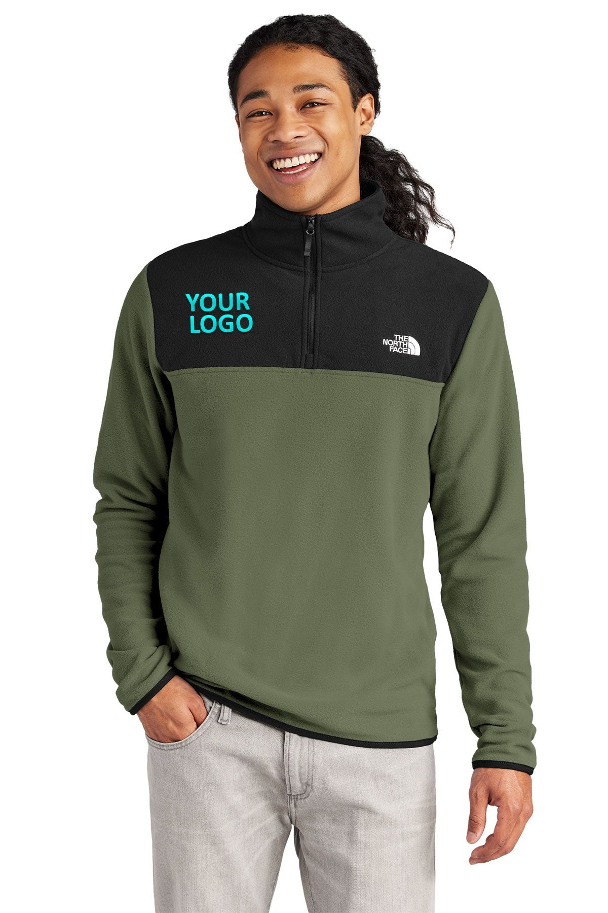 The North Face New Taupe Green/ TNF Black NF0A7V4L company embroidered jackets