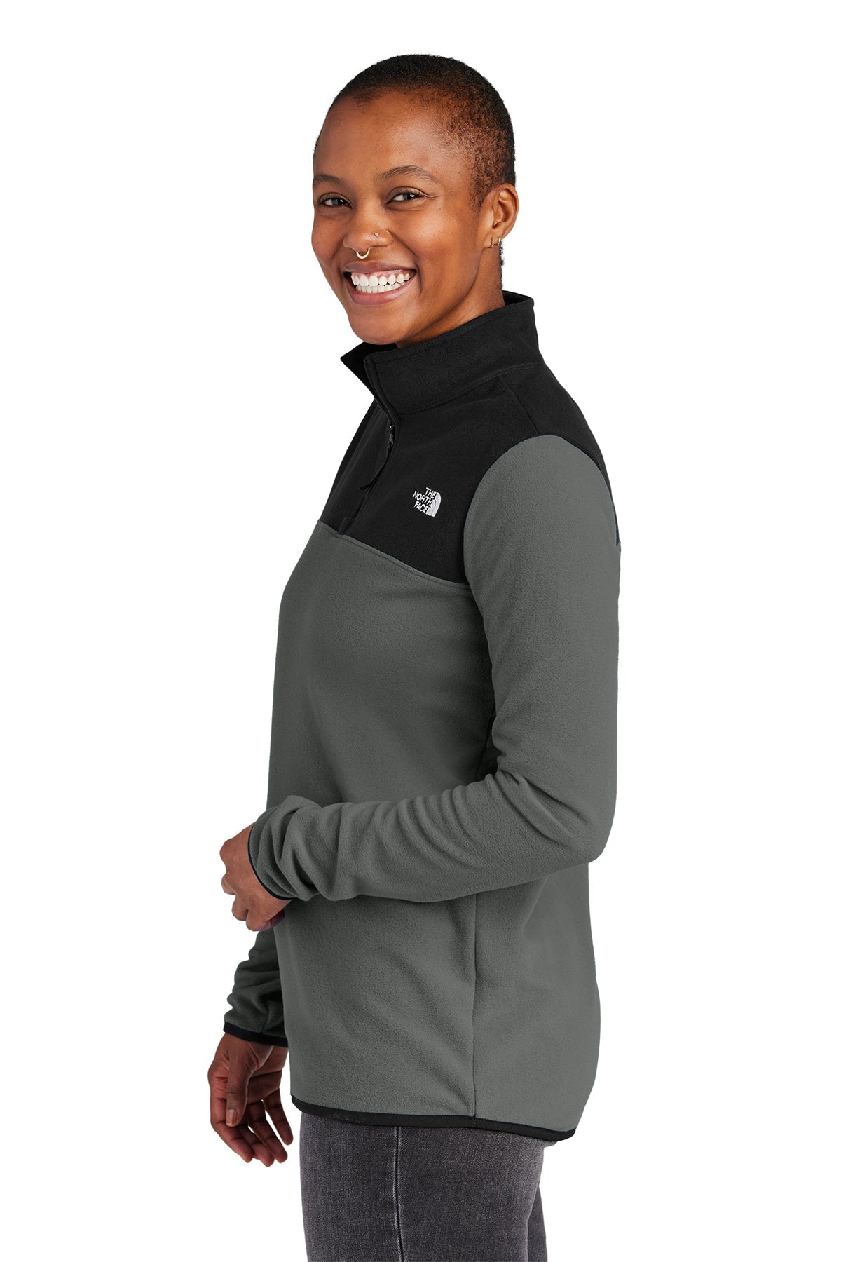 The North Face Ladies Glacier Custom Fleece 1/4 Zips, Asphalt Grey