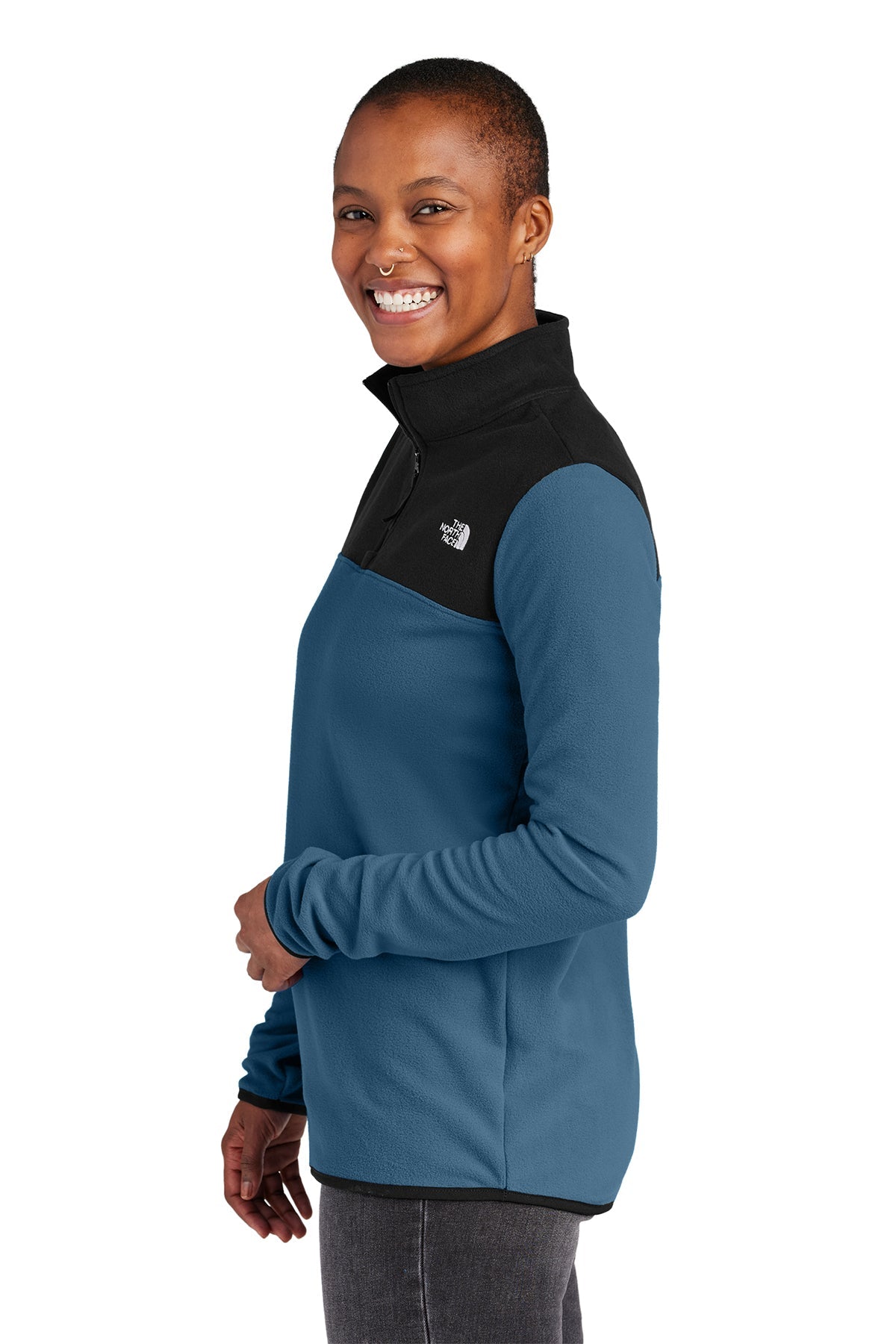 The North Face Ladies Glacier Custom Fleece 1/4 Zips, Shady Blue