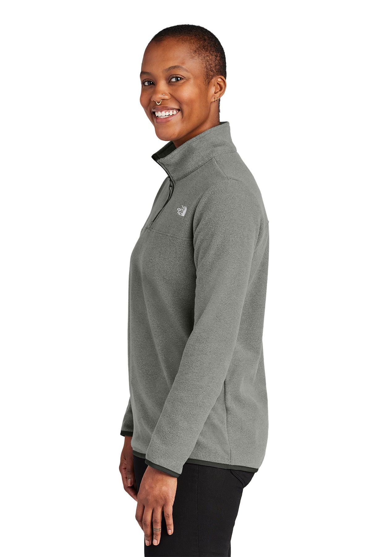 The North Face Ladies Glacier Custom Fleece 1/4 Zips, Medium Grey Heather