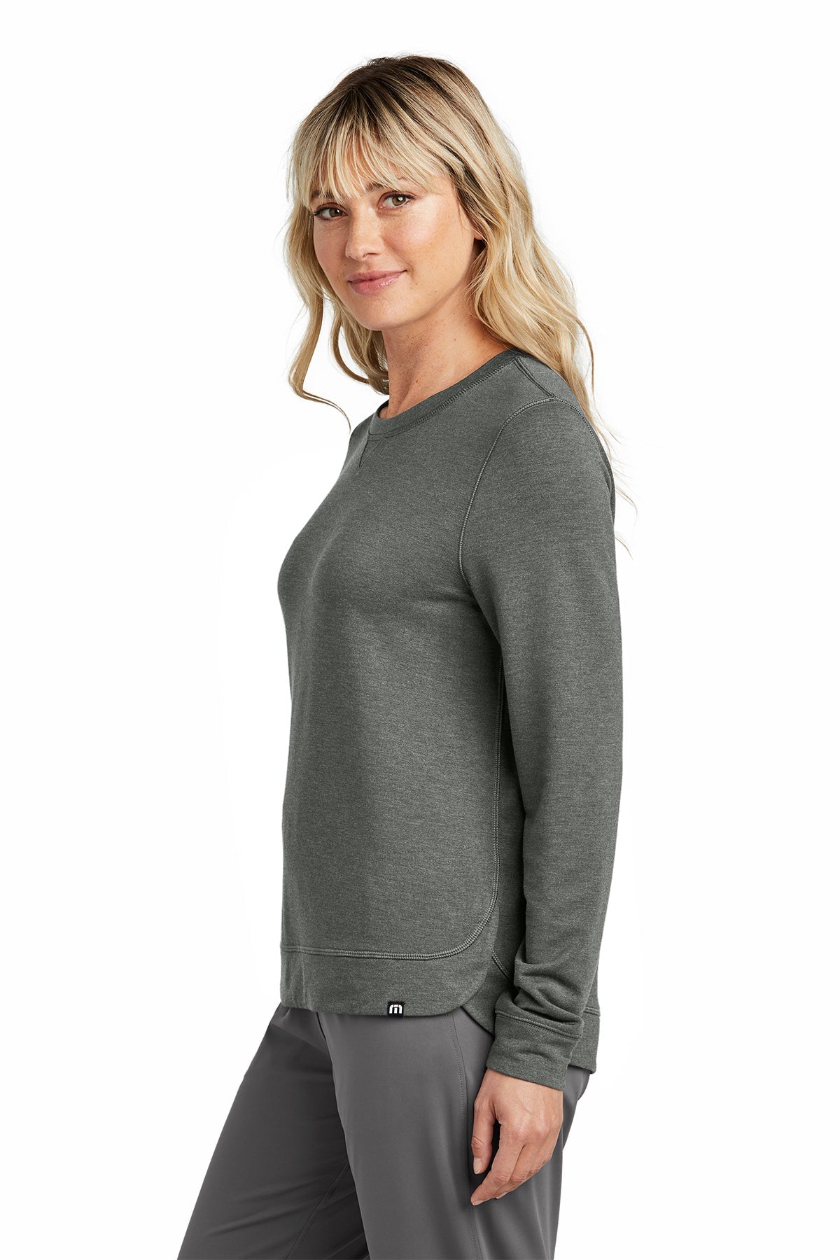 TravisMathew Ladies Custom Crew Sweatshirts, Dark Grey Heather