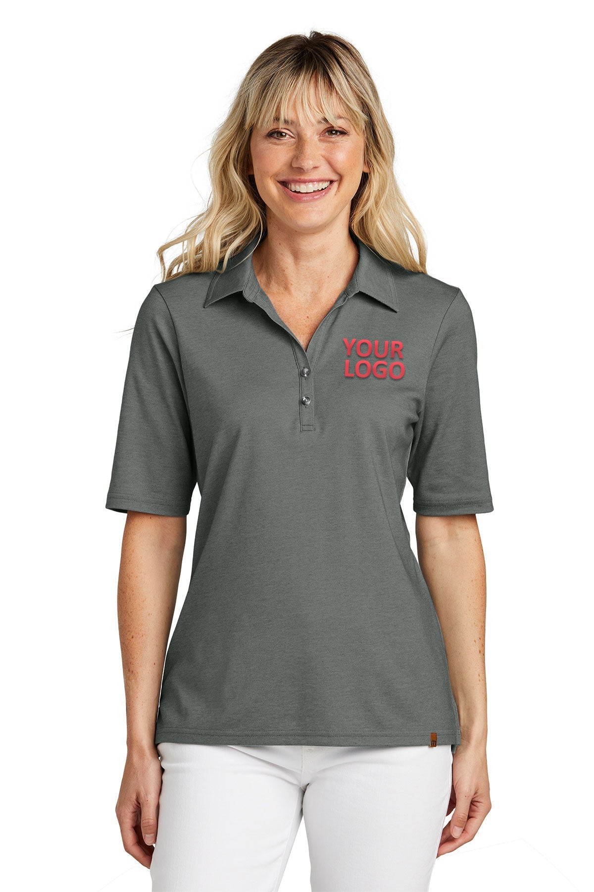 TravisMathew Black Heather TM1LD004 custom logo polo shirts embroidered