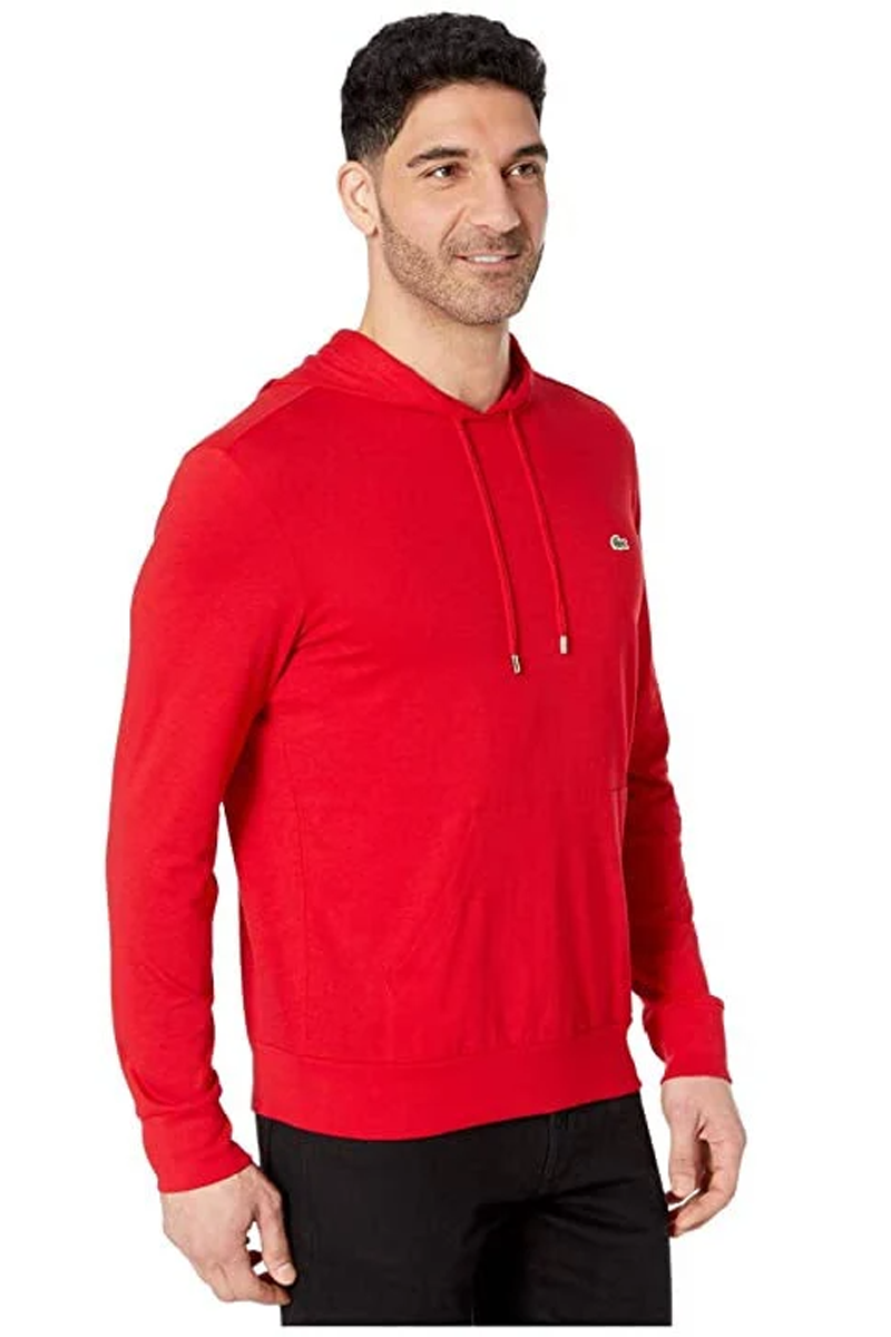 Custom Lacoste Mens Hooded Cotton T Shirt th9349 Red