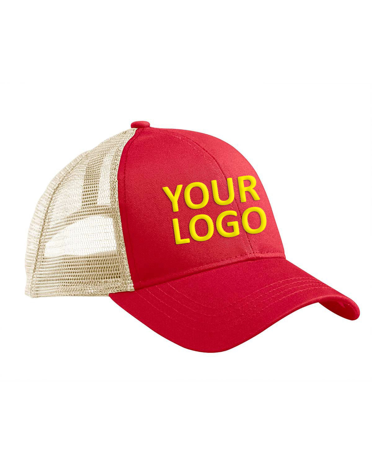 Econscious Eco Trucker Customized Hats, Red/ Oyster