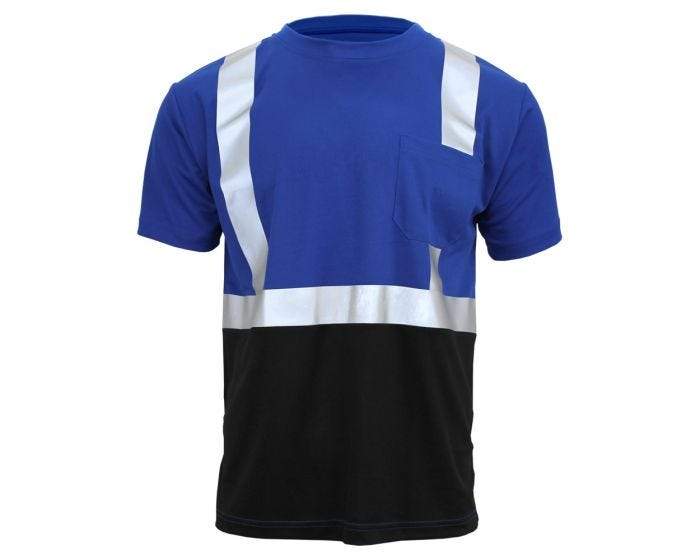 gss non ansi multi color short sleeve safety t shirt with black bottom 5123 blue