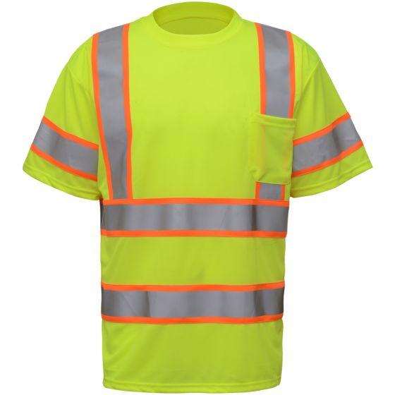 gss two tone short sleeve t shirt with chest pocket 5009 lime