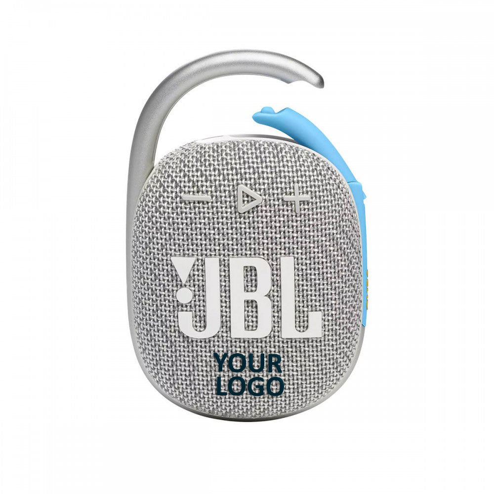 Custom JBL Clip 4 Eco Ultra-Portable Waterproof Speaker, White
