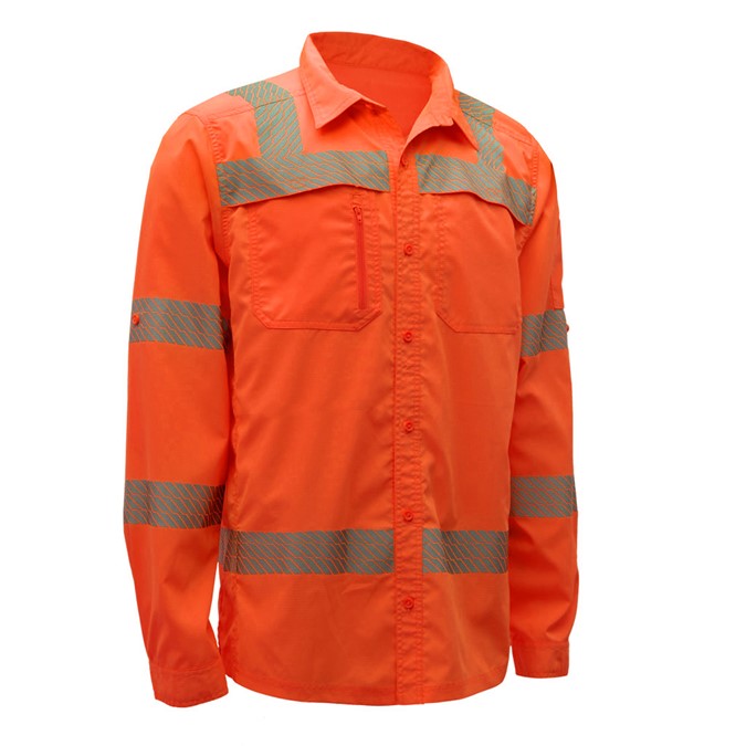 GSS Class 3 New Designed Lightweight Shirt Rip Stop Bottom Down Shirt with SPF 50 7506 Orange