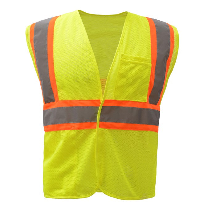 GSS Standard Class 2 Two Tone Mesh Hook & Loop Safety Vest 1007 Lime