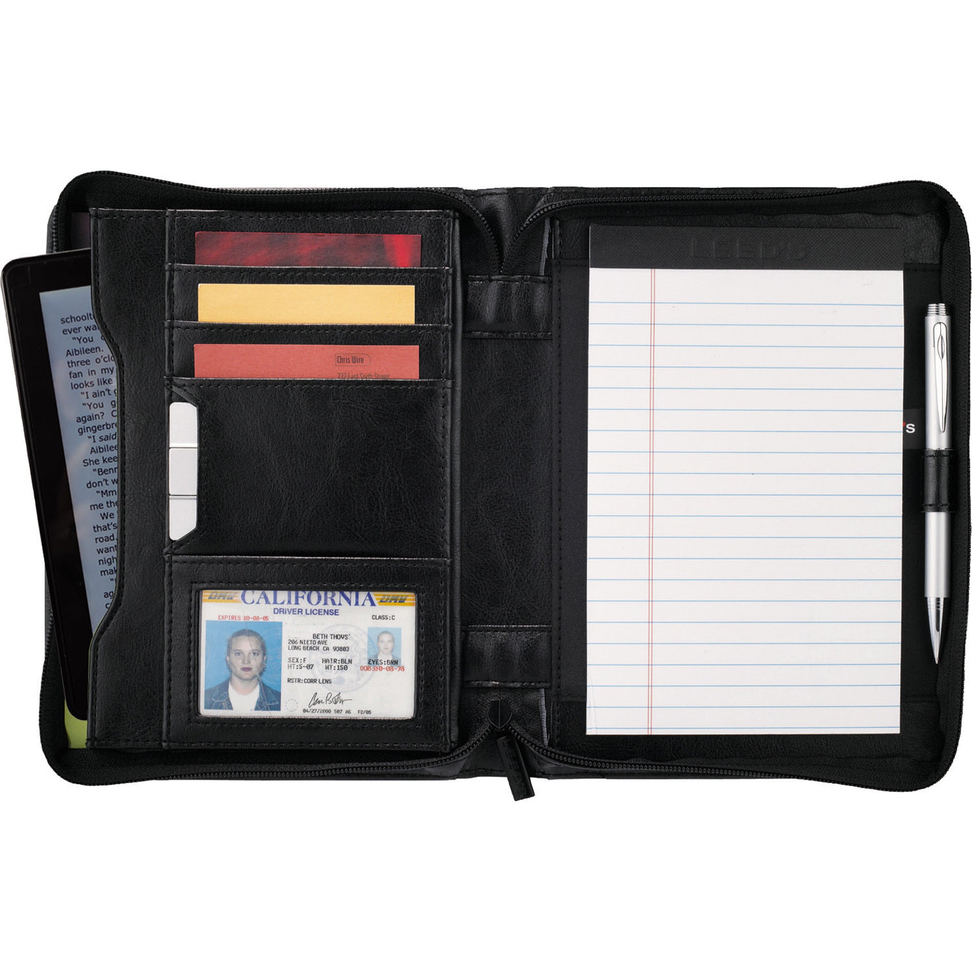 Renaissance Jr. Zippered Padfolio 1000 Black