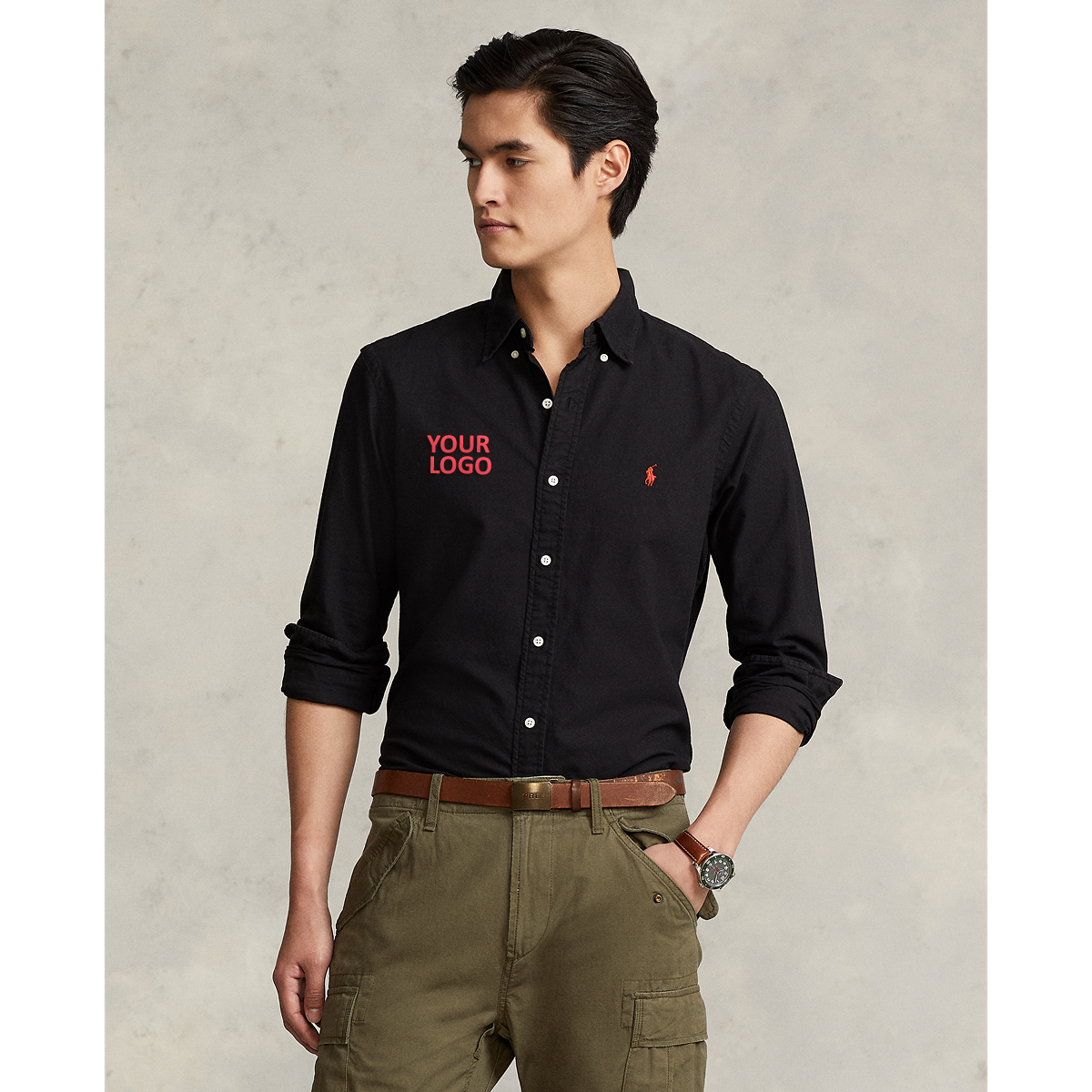 Ralph Lauren Garment Dyed Oxford Sport Shirt - Classic Fit  ZSC32A Black