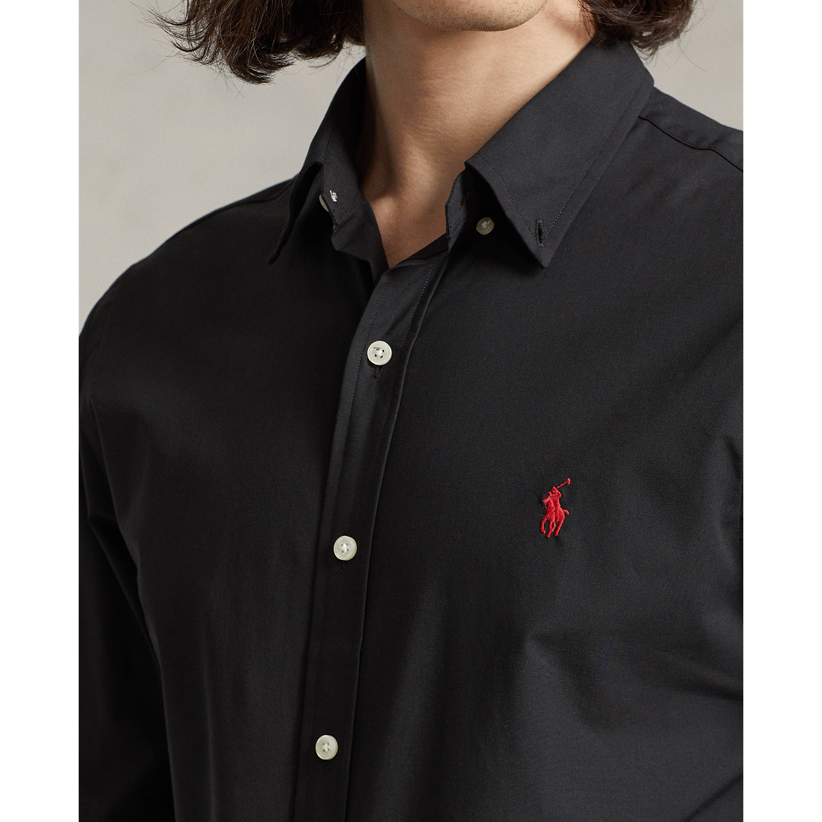 Chambray Cotton Poplin Polo Button Down Collar, Sport Shirt