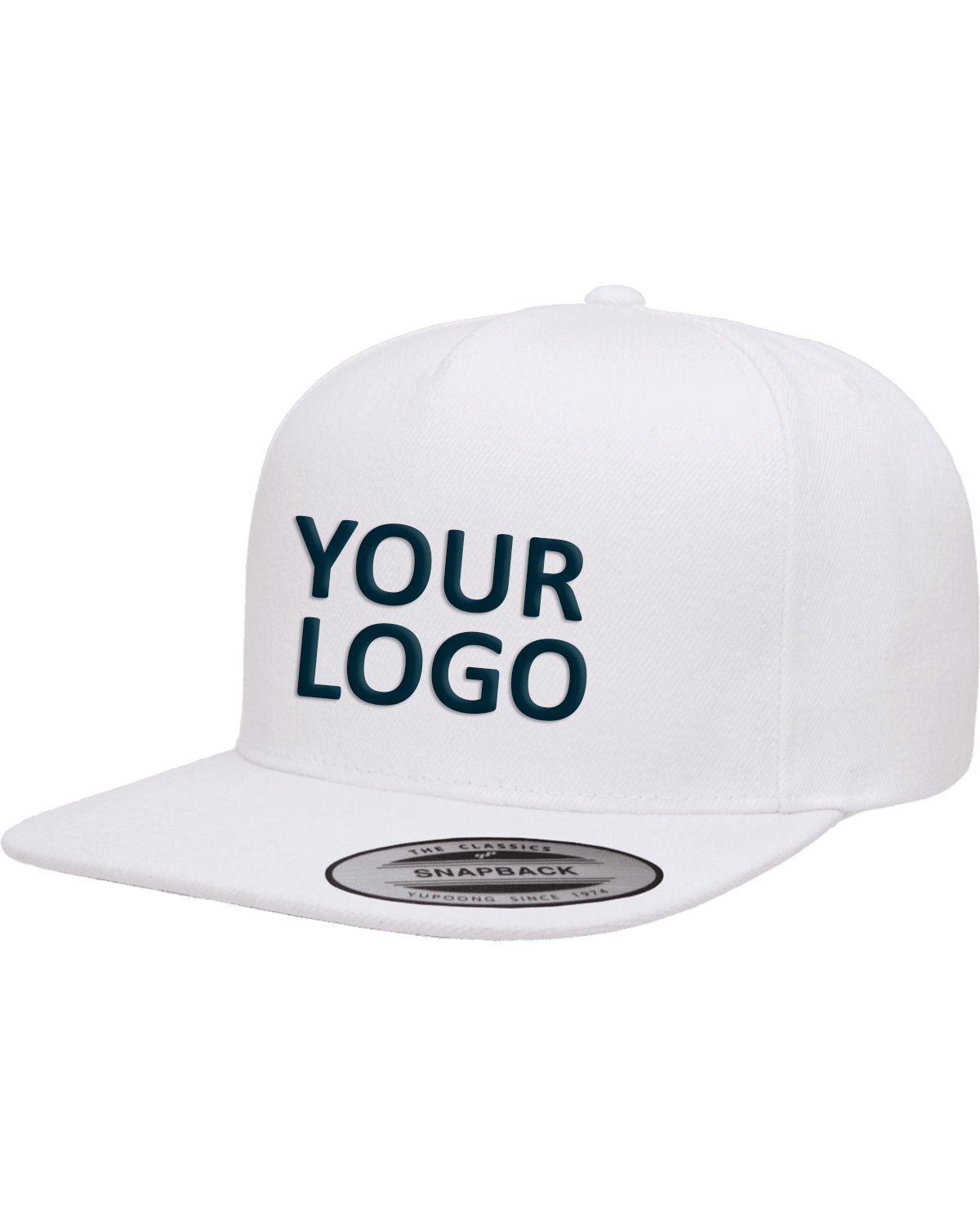 Yupoong Adult 5-Panel Structured Flat Visor Classic Snapback Cap YP5089 WHITE