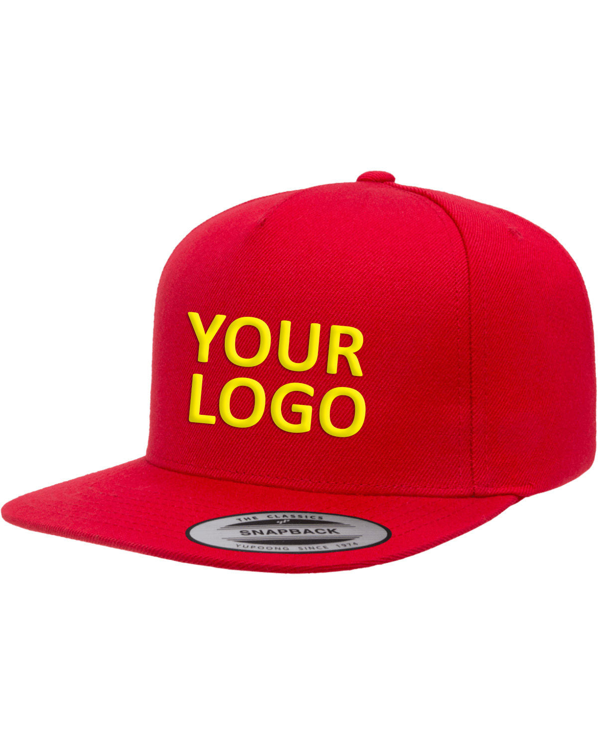 Yupoong Adult 5-Panel Structured Flat Visor Classic Snapback Cap YP5089 RED